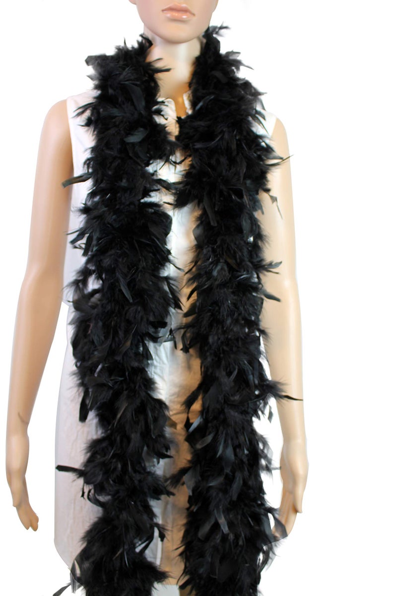 Flydreamfeathers 60 Gram, 2 yards Long Chandelle Feather Boa Great for Party, Wedding, Halloween Costume, Christmas Tree, Decoration(Black_ - Image 2
